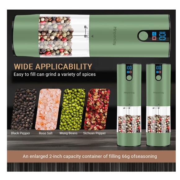Electric Salt&Pepper Grinder Set Rechargeable LED Adjustable Coarseness, 120ml - Picture 7 of 7